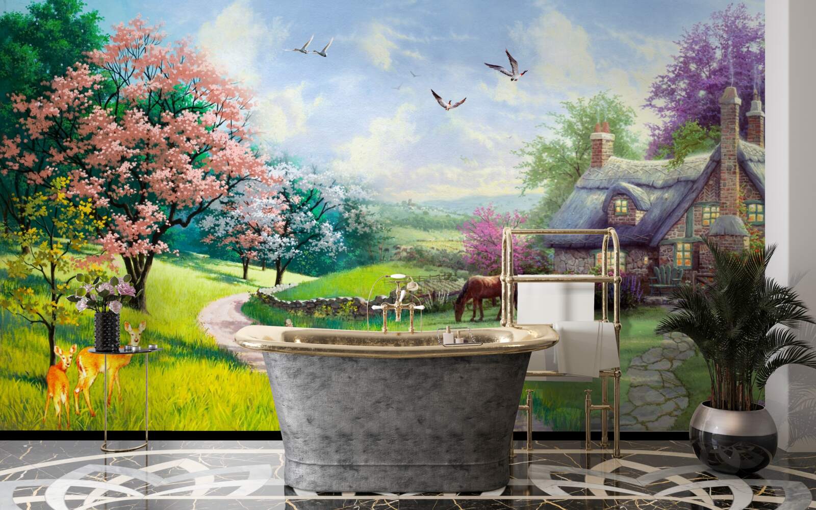 Fototapet casă de vară izolată în pădure