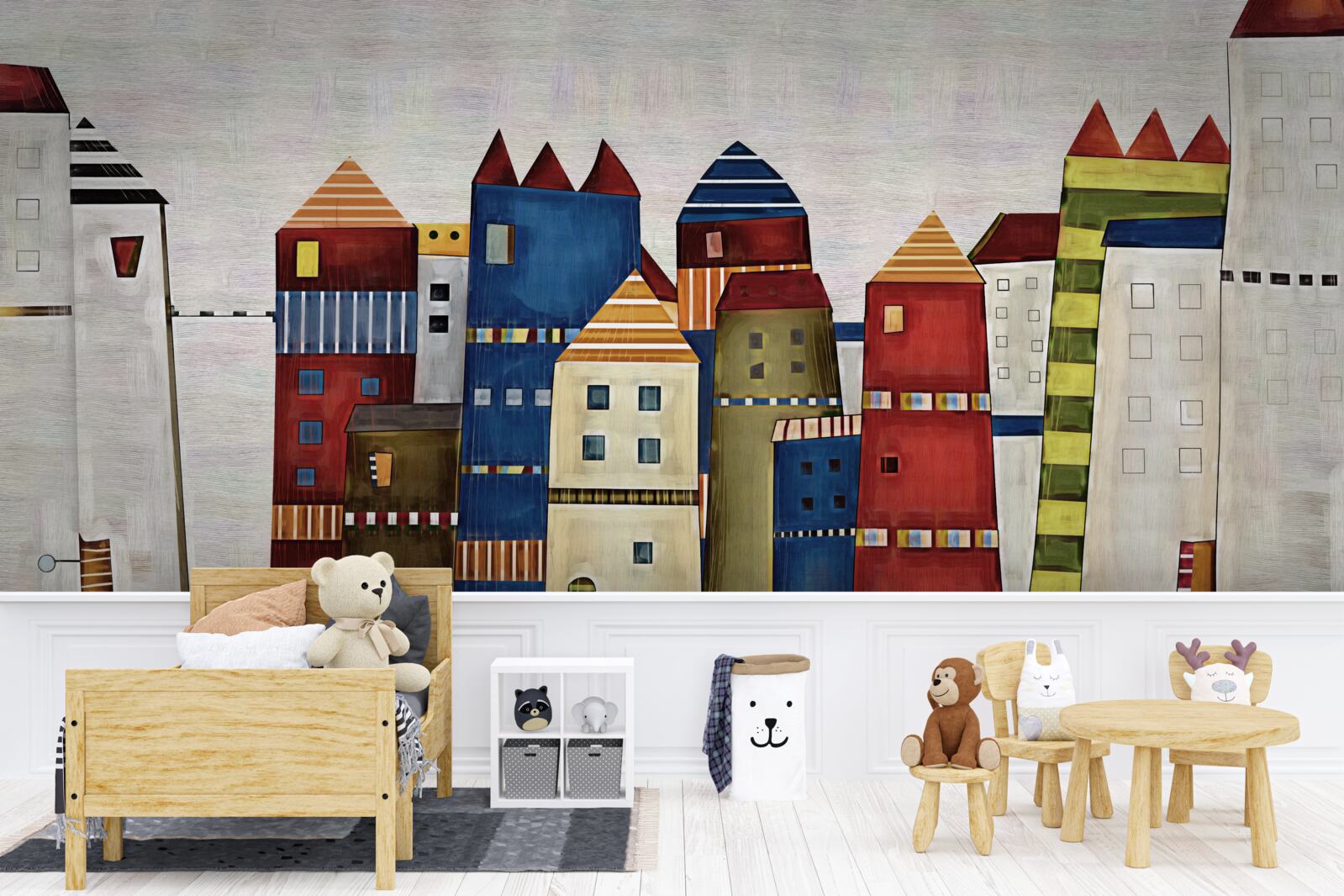 Fototapet case multicolore în stil abstract