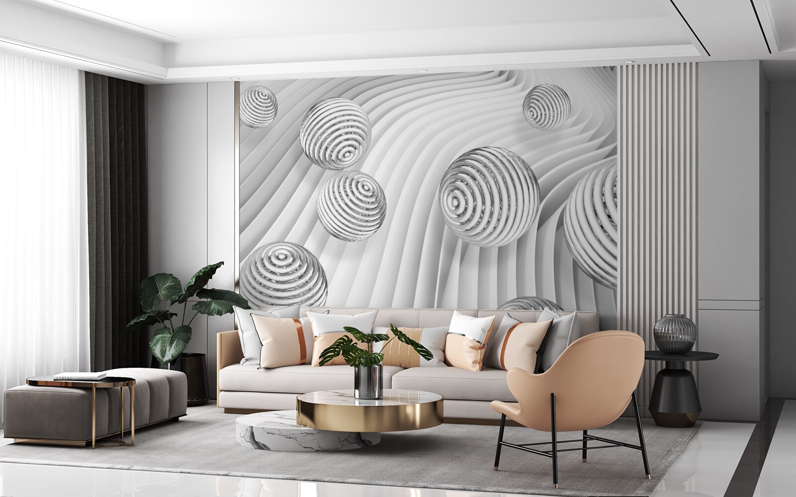 Fototapet bilele cu dungi se mișcă ușor pe suprafață