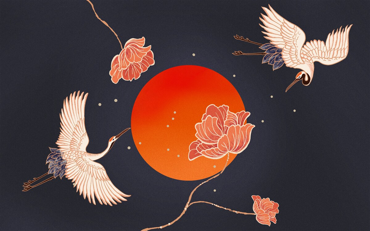 Fototapet apusul este marcat de plecarea cocorilor