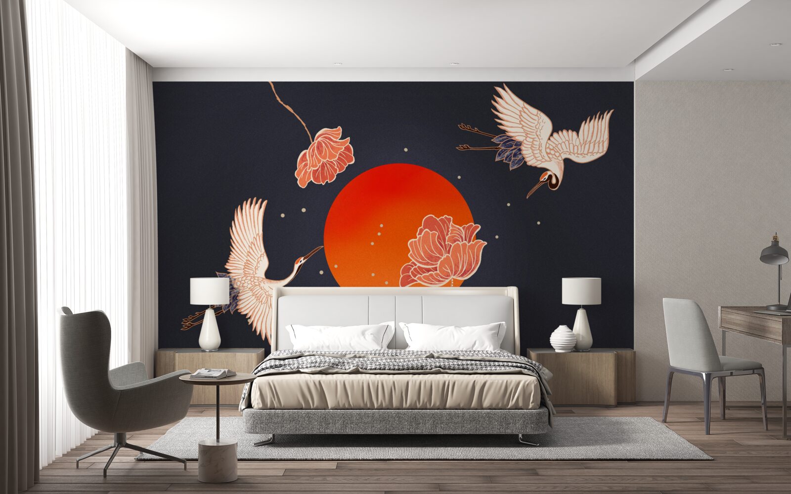 Fototapet apusul este marcat de plecarea cocorilor