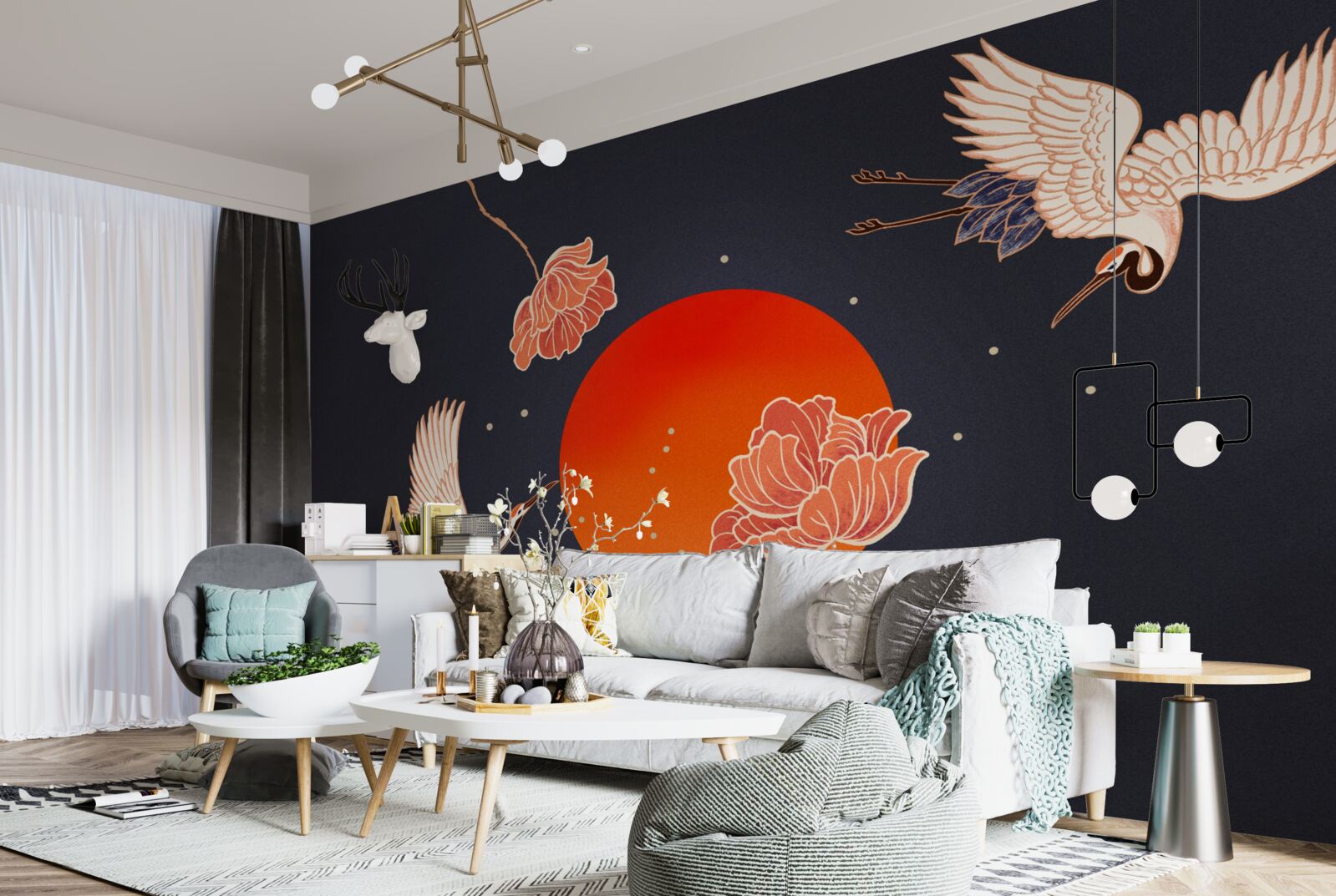 Fototapet apusul este marcat de plecarea cocorilor