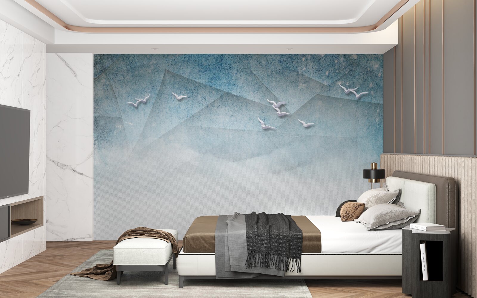 Fototapet iazul acționează ca o zonă de mărăciniș pentru păsări