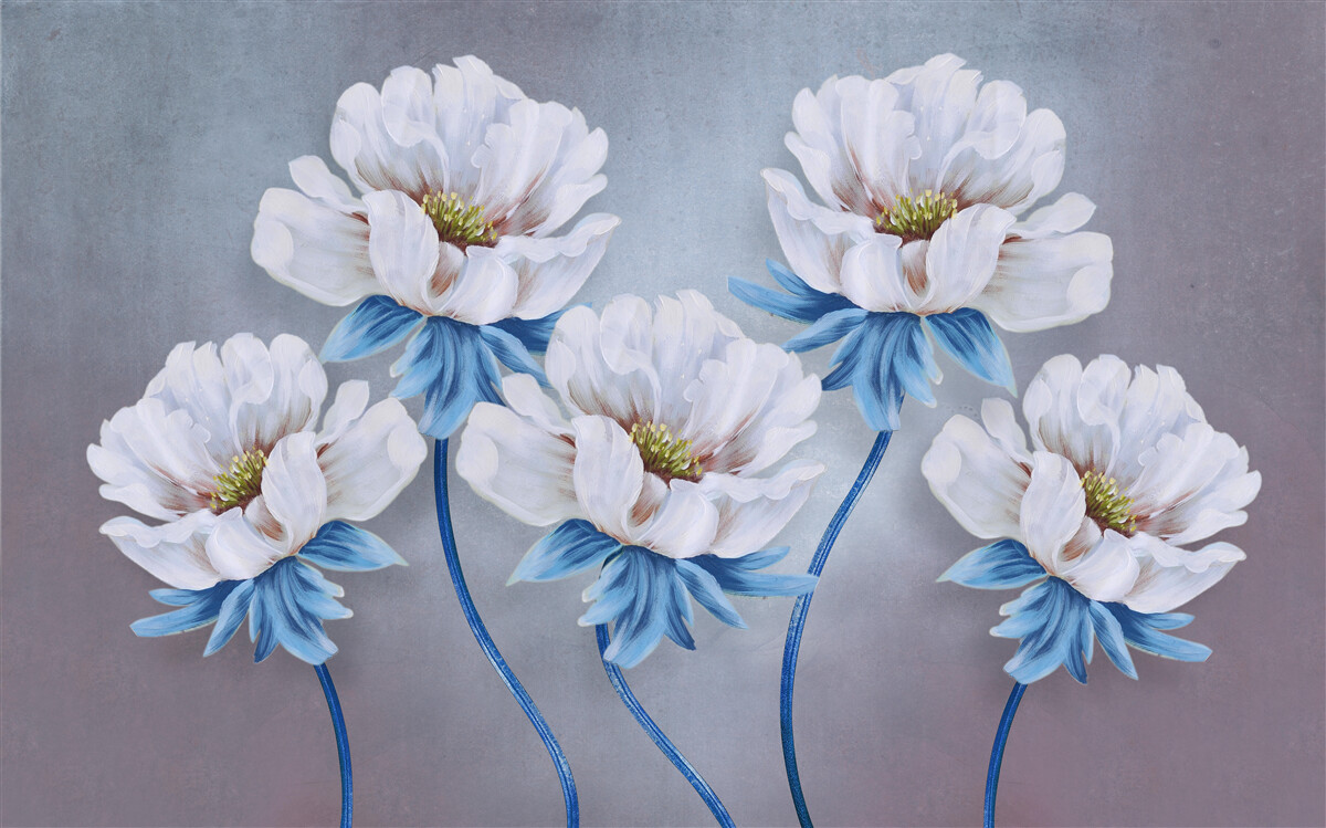 Fototapet florile sunt albe cu o nuanță albastră