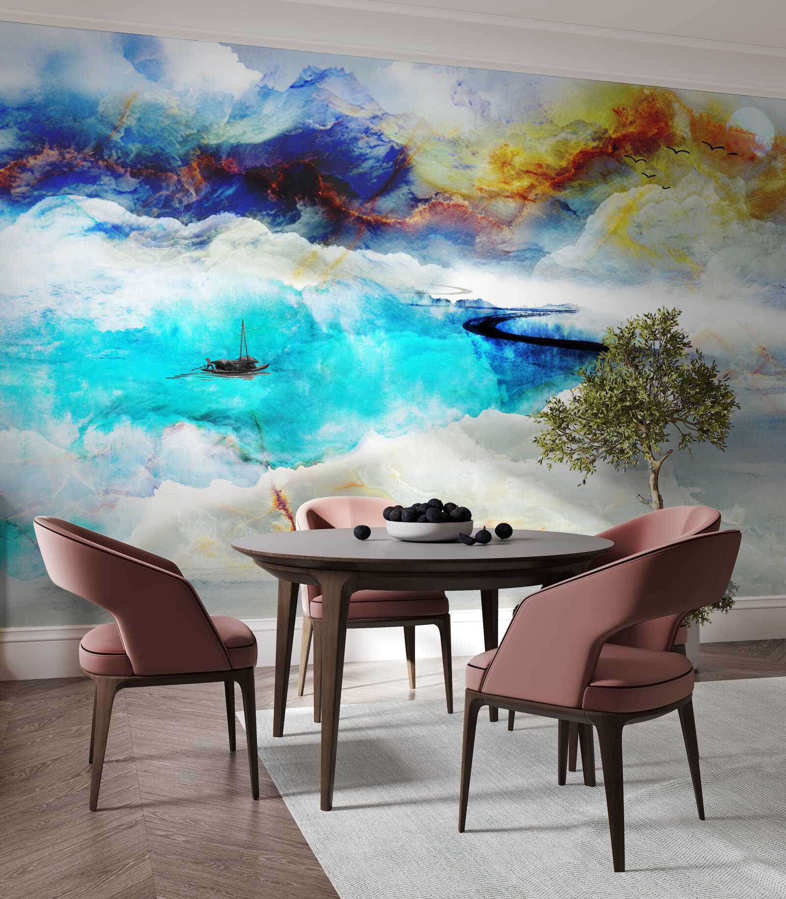 Fototapet țărmul mării azurii în timpul unei furtuni