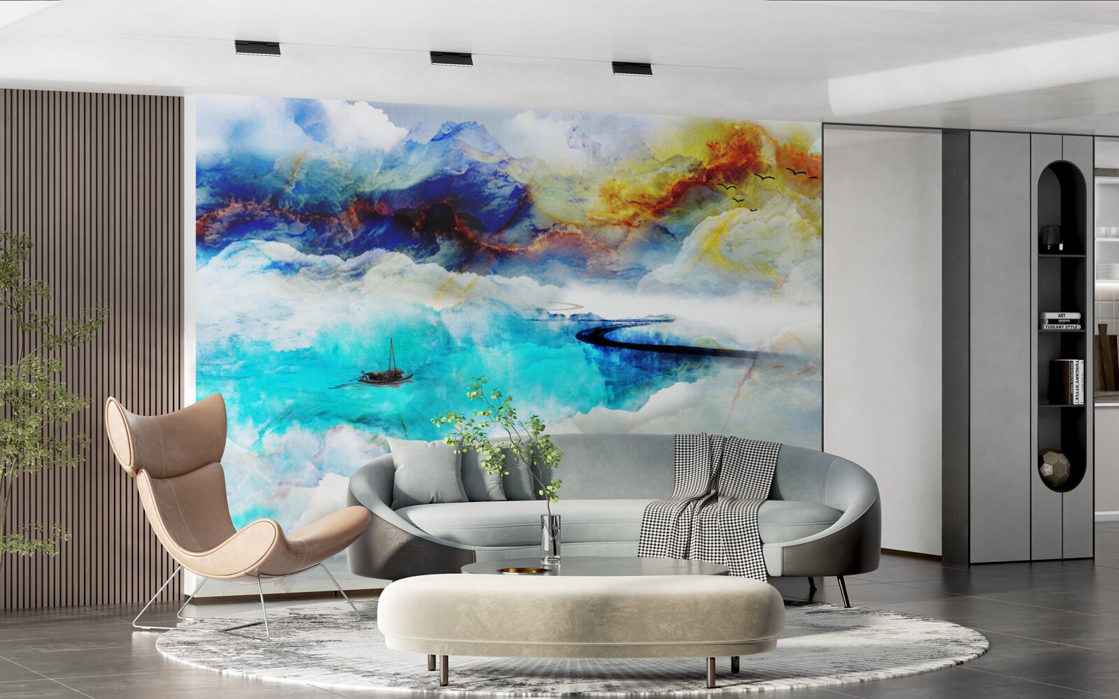 Fototapet țărmul mării azurii în timpul unei furtuni