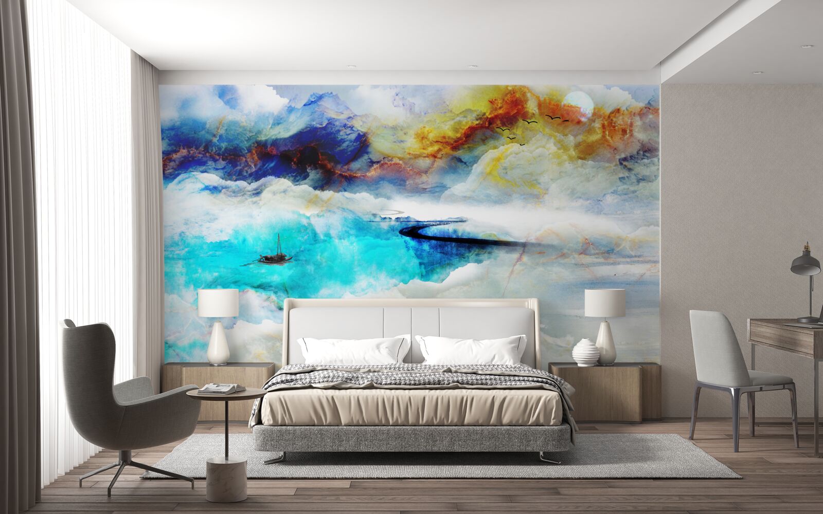 Fototapet țărmul mării azurii în timpul unei furtuni