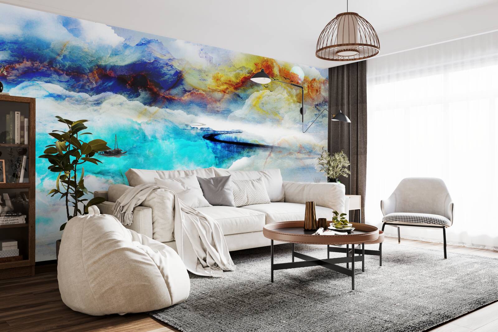 Fototapet țărmul mării azurii în timpul unei furtuni