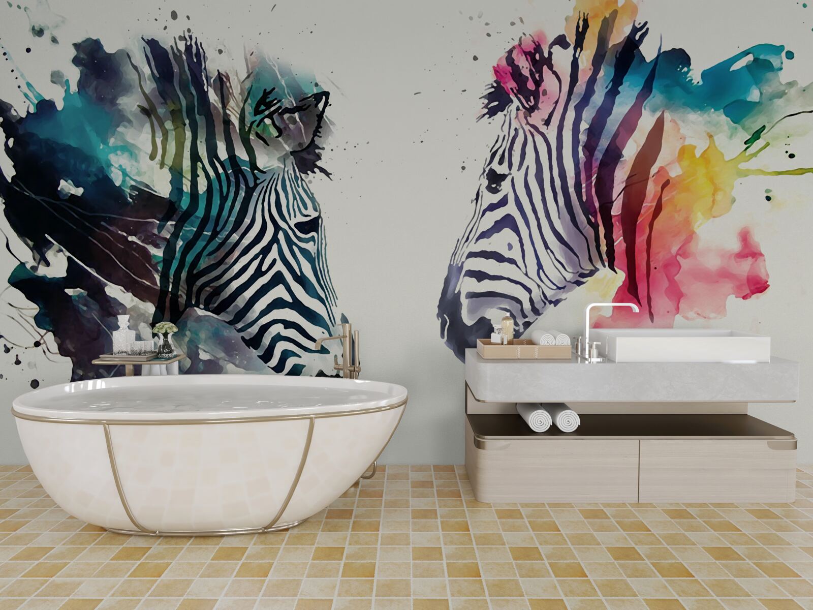 Fototapet două zebre clare din punct de vedere vizual