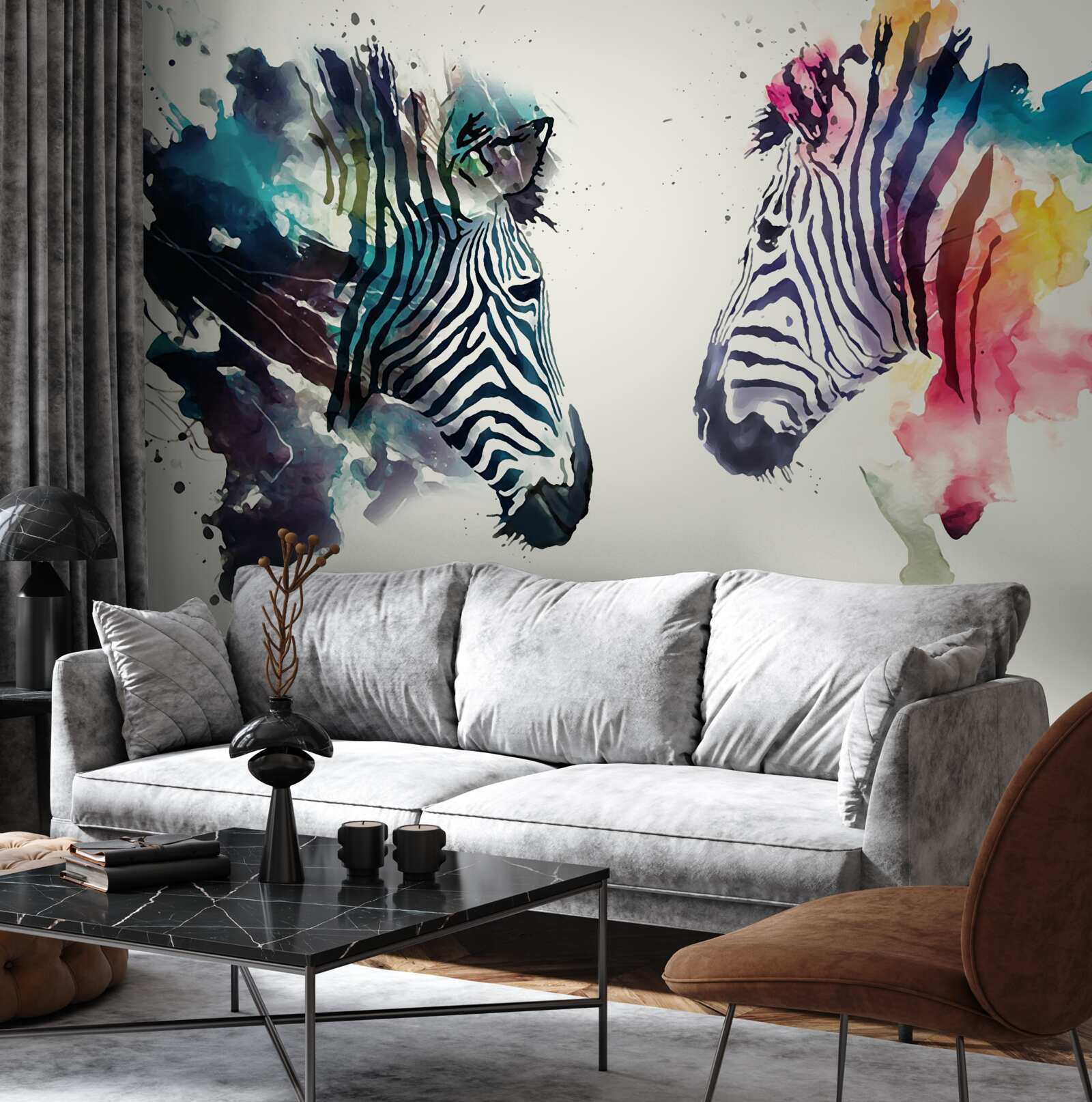 Fototapet două zebre clare din punct de vedere vizual