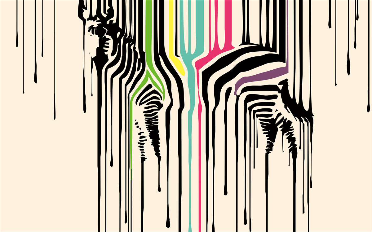 Fototapet zebră reprezentată cu vopsea murdară