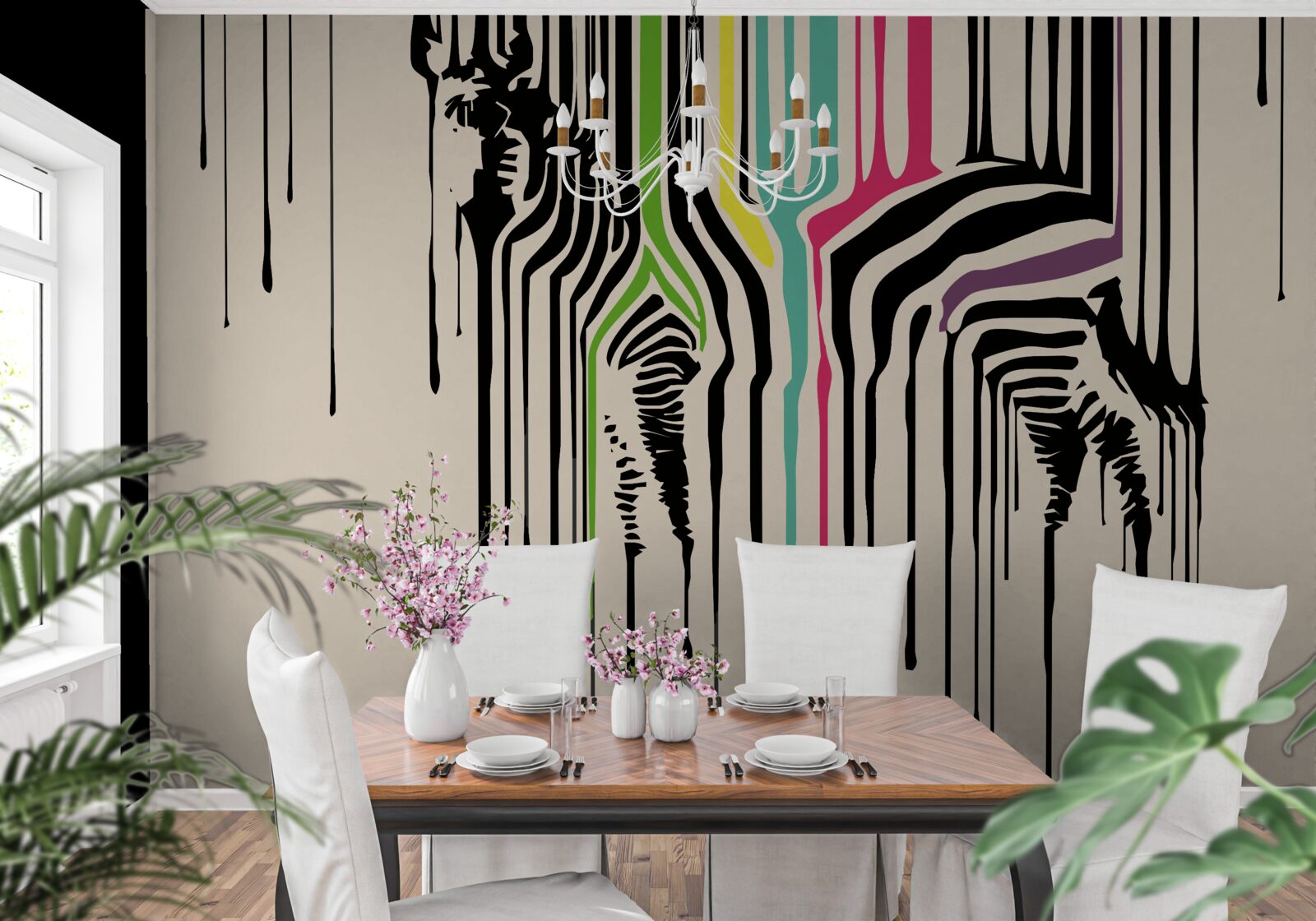 Fototapet zebră reprezentată cu vopsea murdară