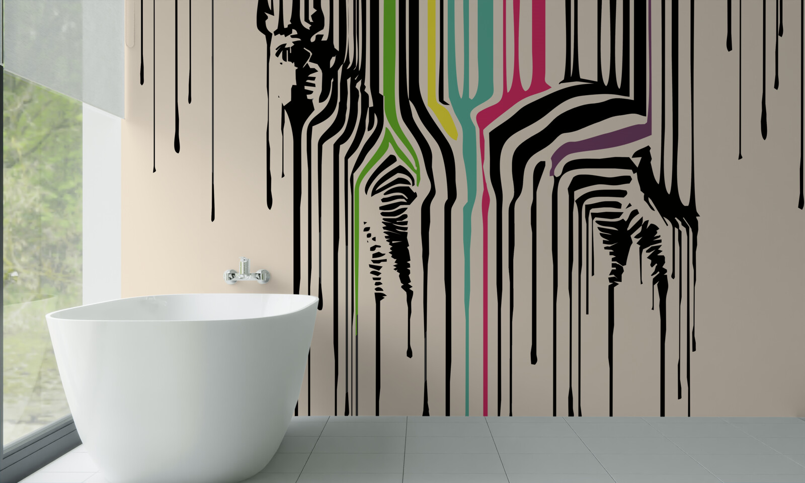 Fototapet zebră reprezentată cu vopsea murdară