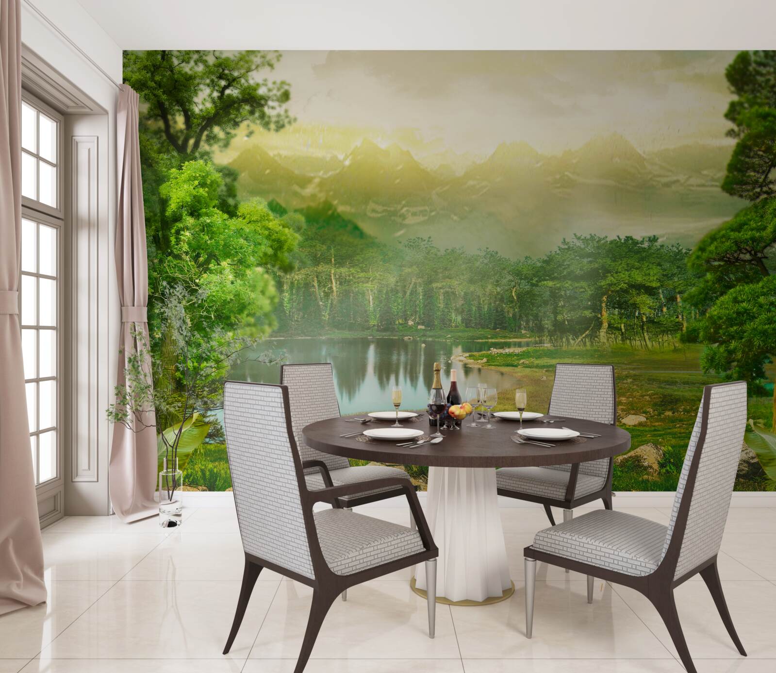 Fototapet pădurea verde noaptea simte căldura soarelui