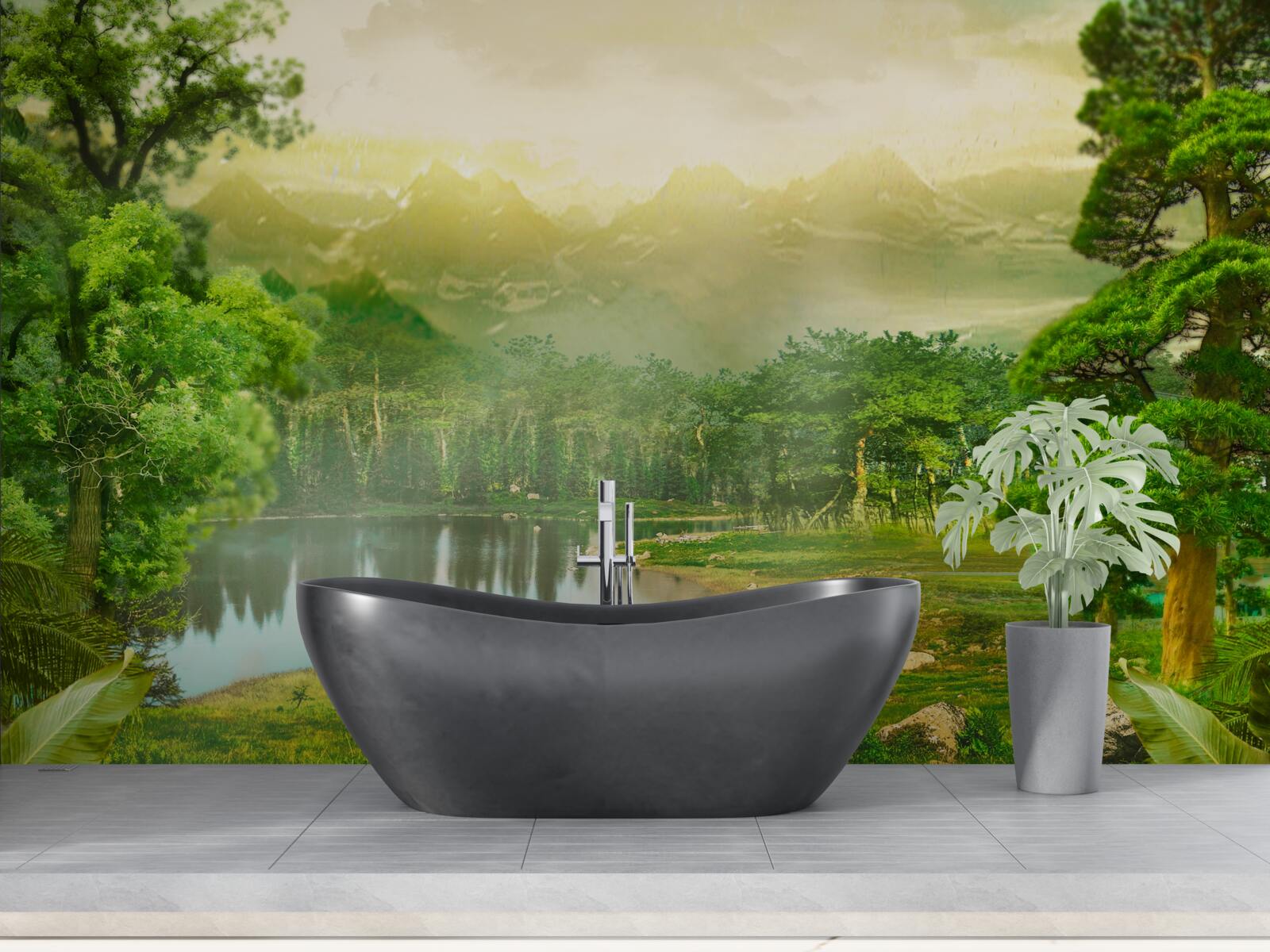 Fototapet pădurea verde noaptea simte căldura soarelui