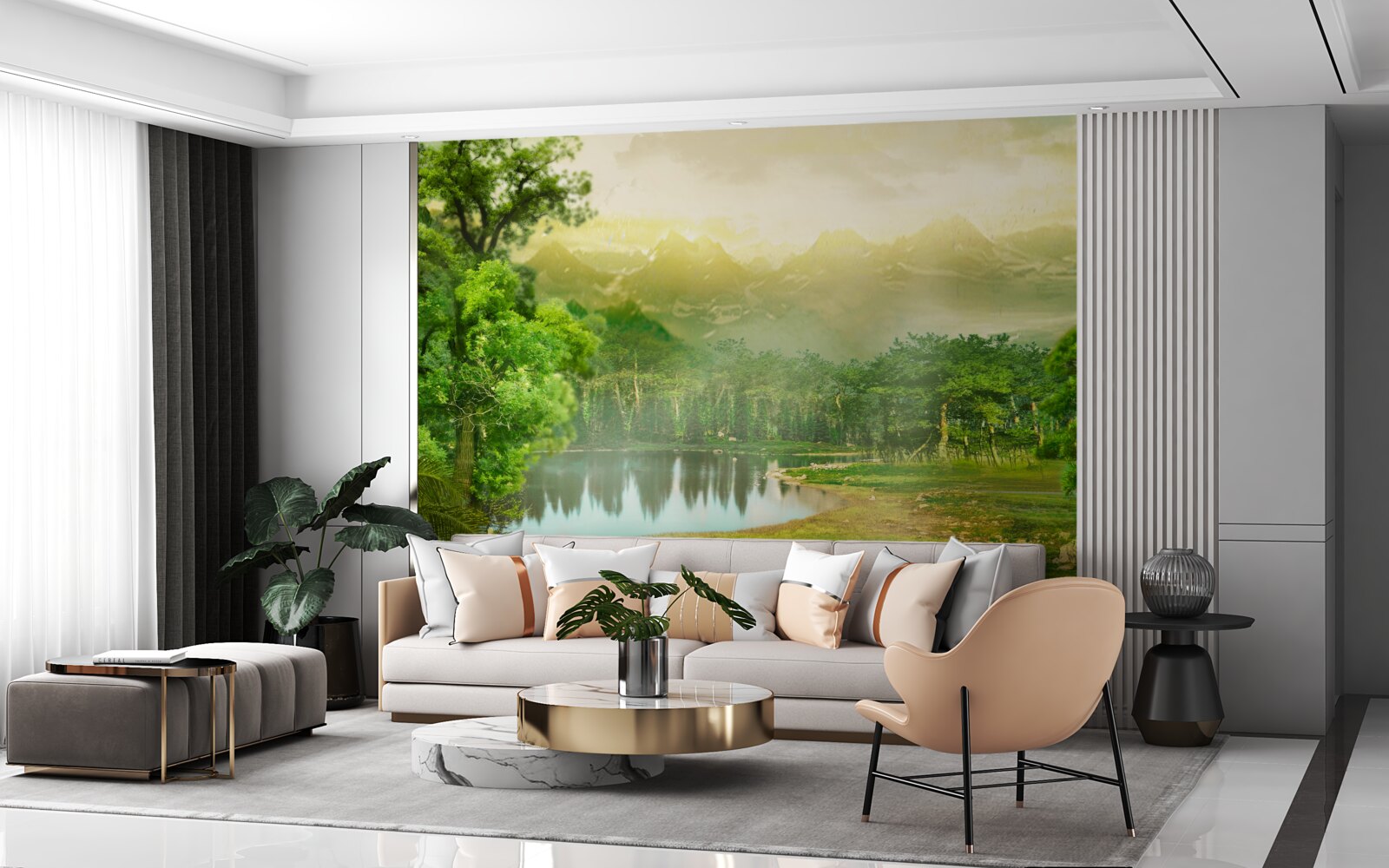 Fototapet pădurea verde noaptea simte căldura soarelui