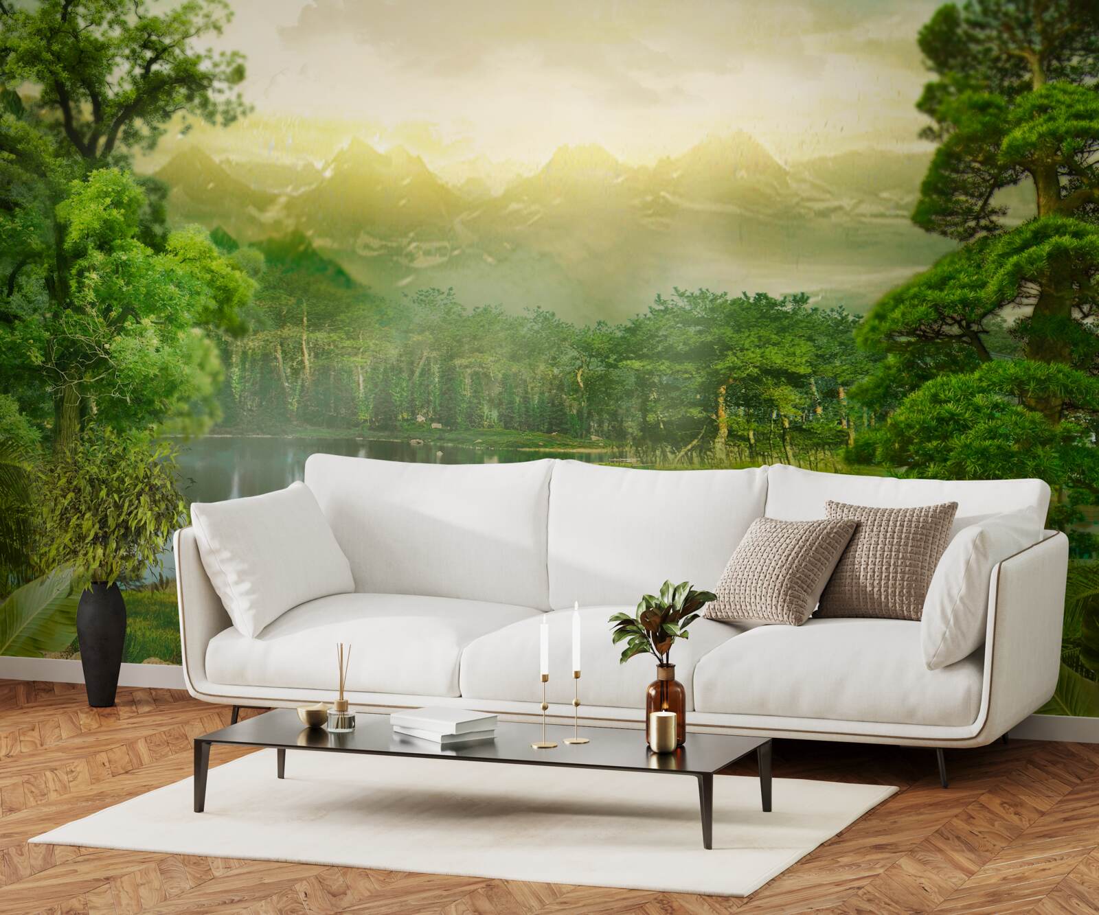 Fototapet pădurea verde noaptea simte căldura soarelui