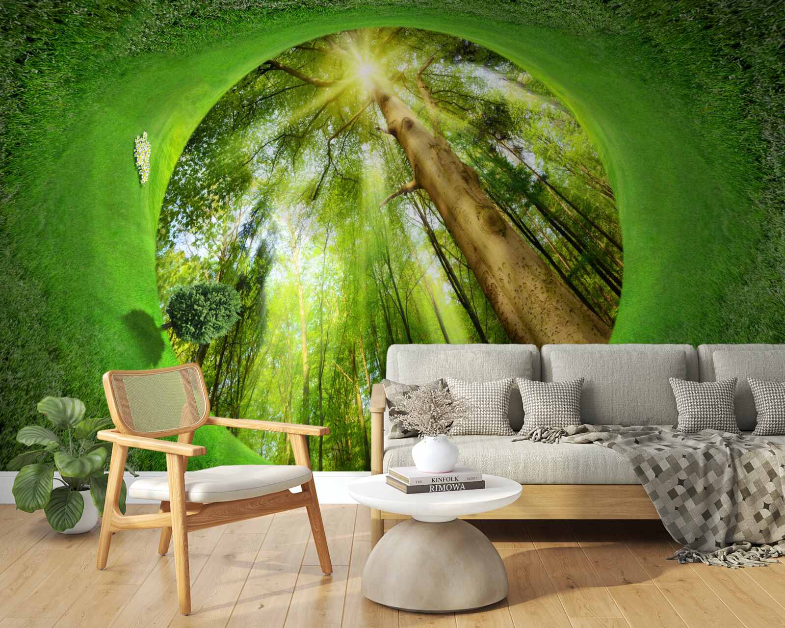 Fototapet obiectivul se uită la pădurea verde bine îngrijită