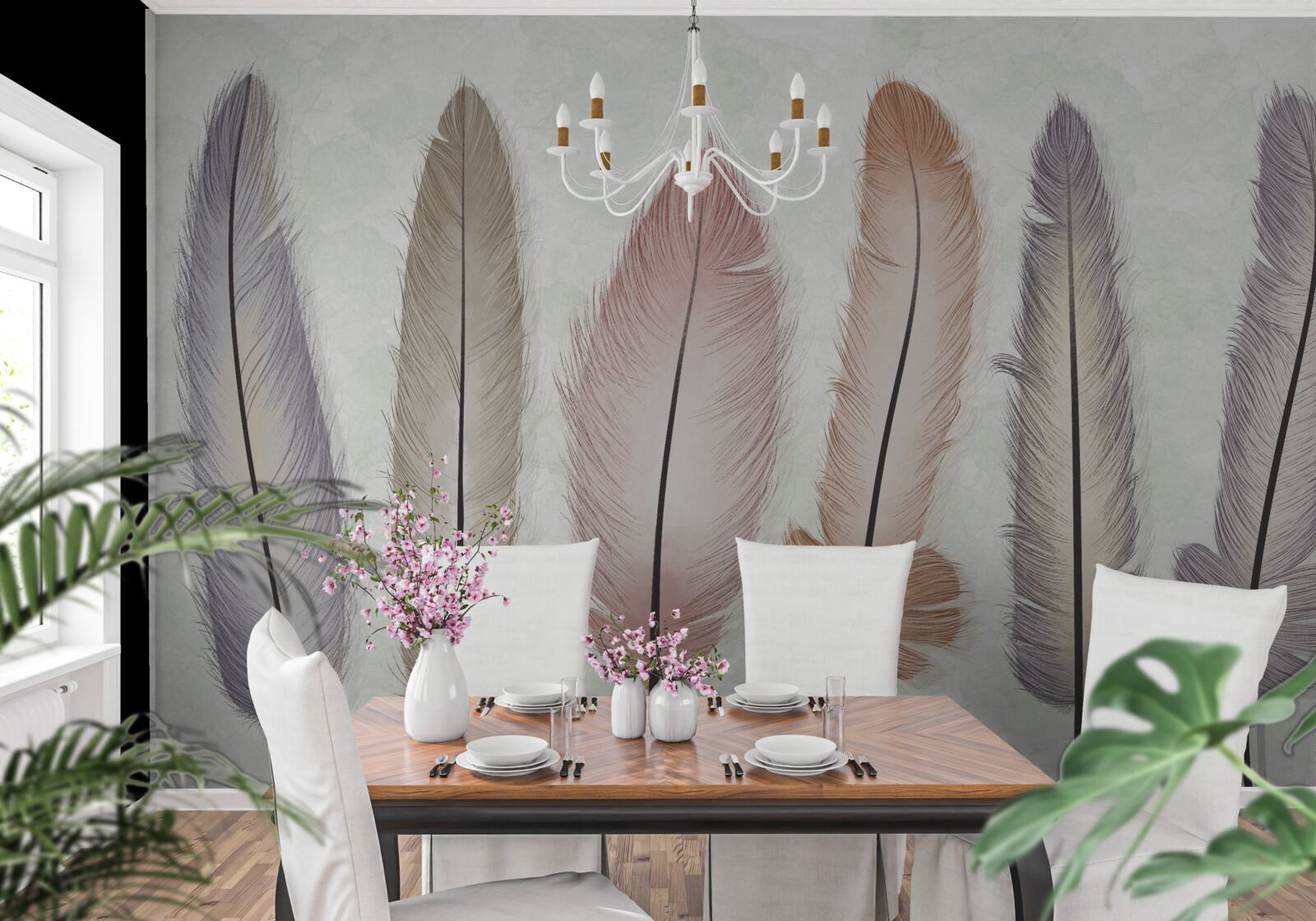 Fototapet magnifice pene pastel au o lungime considerabilă