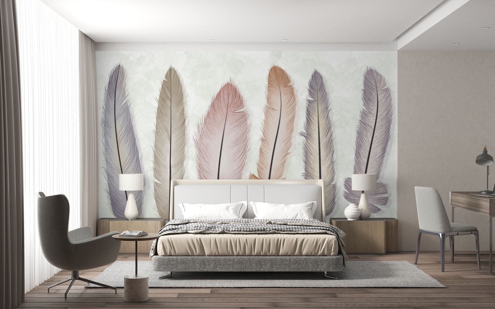 Fototapet magnifice pene pastel au o lungime considerabilă