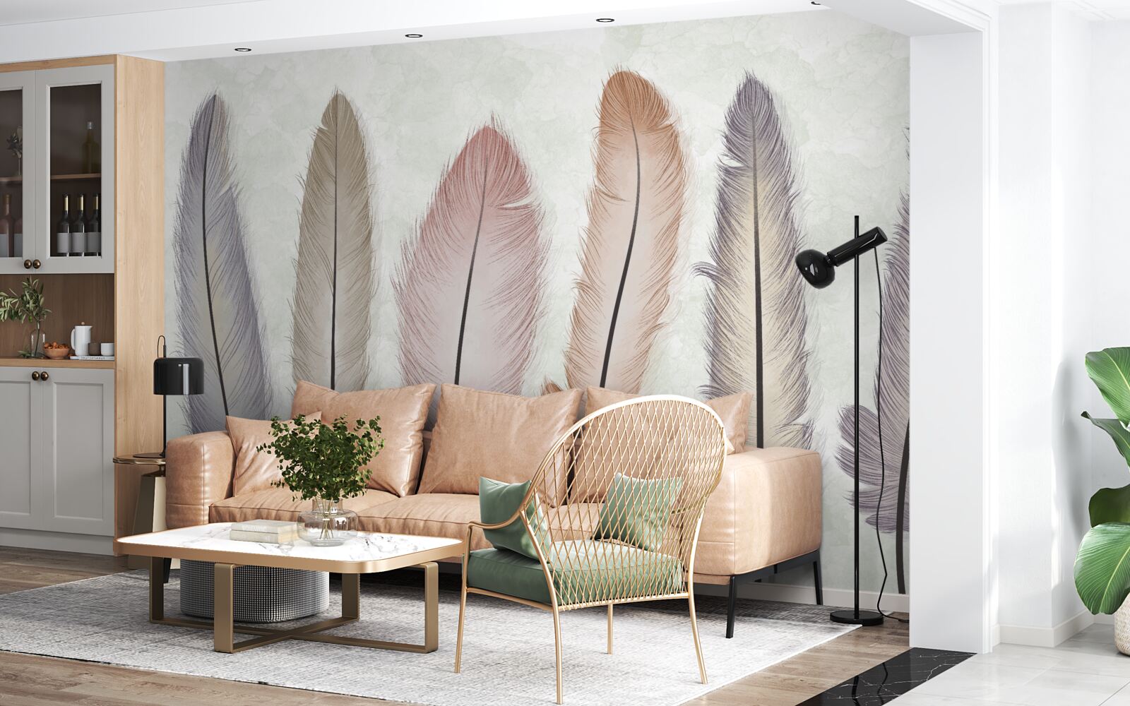 Fototapet magnifice pene pastel au o lungime considerabilă