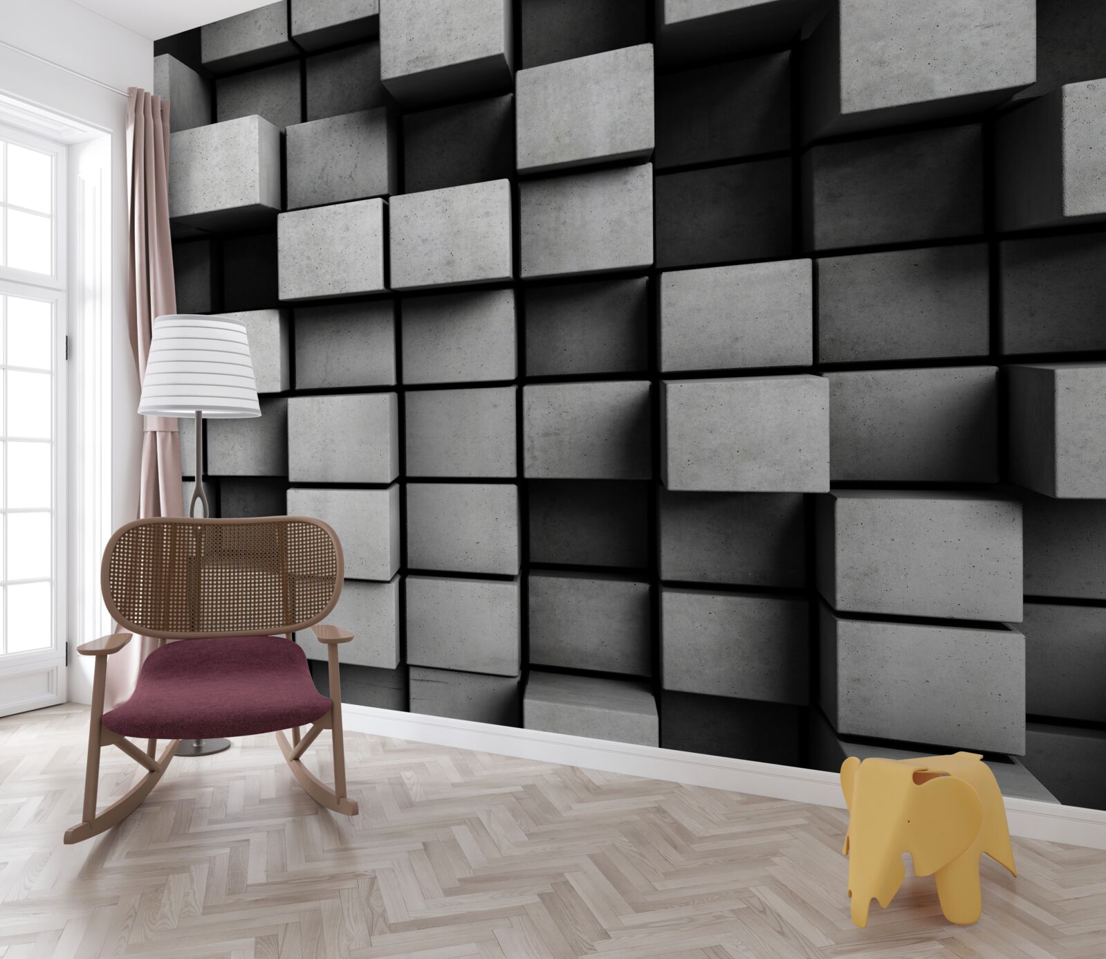 Fototapet cuburi orizontale gri