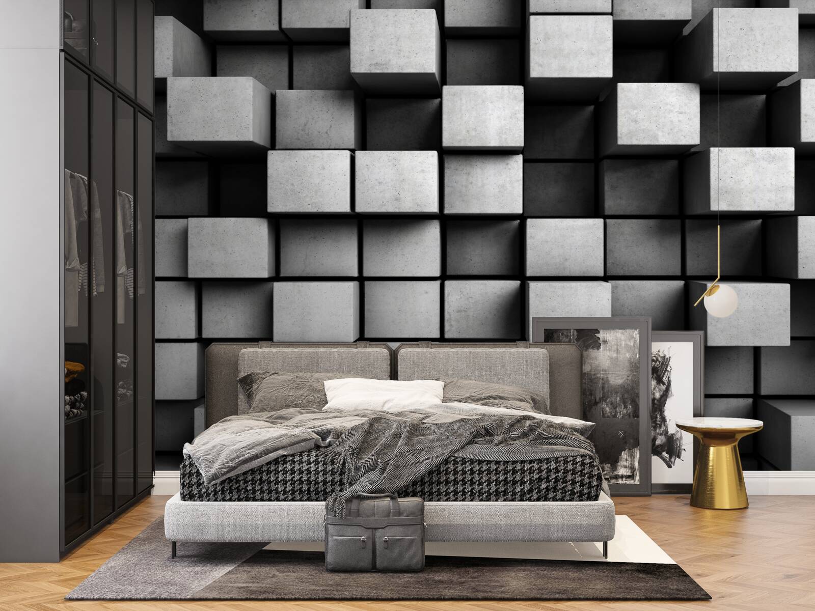 Fototapet cuburi orizontale gri