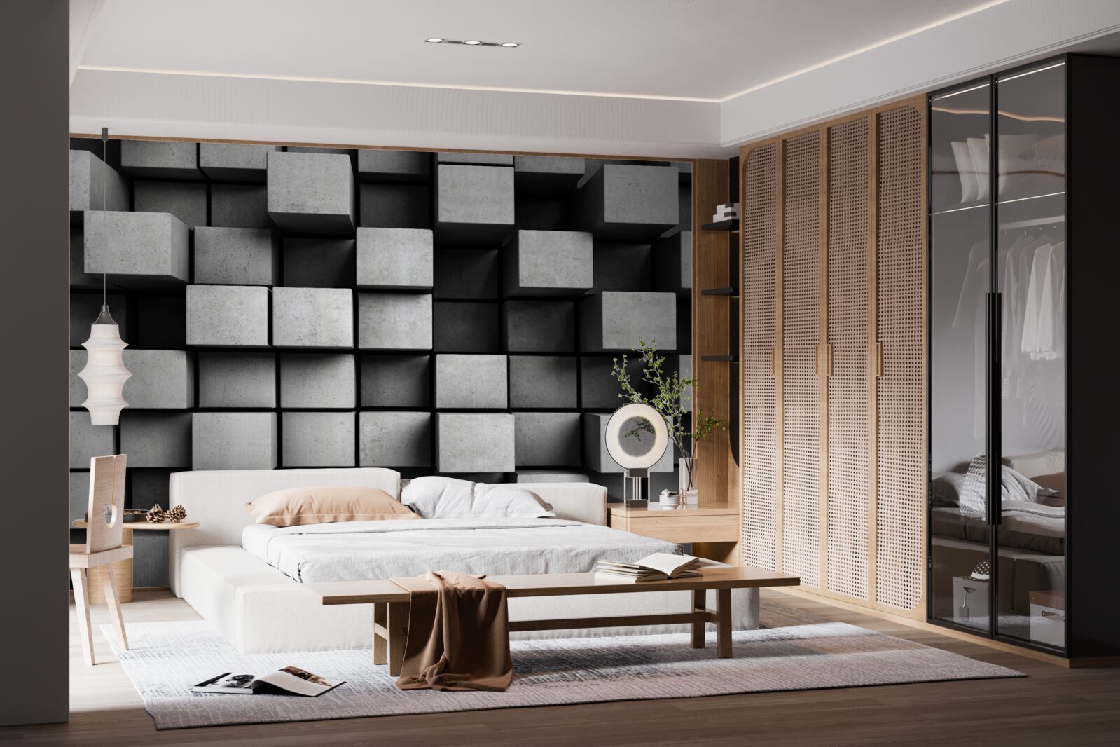 Fototapet cuburi orizontale gri