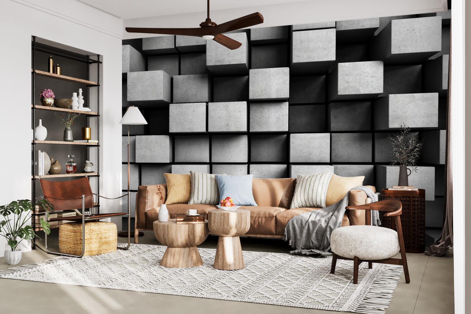 Fototapet cuburi orizontale gri