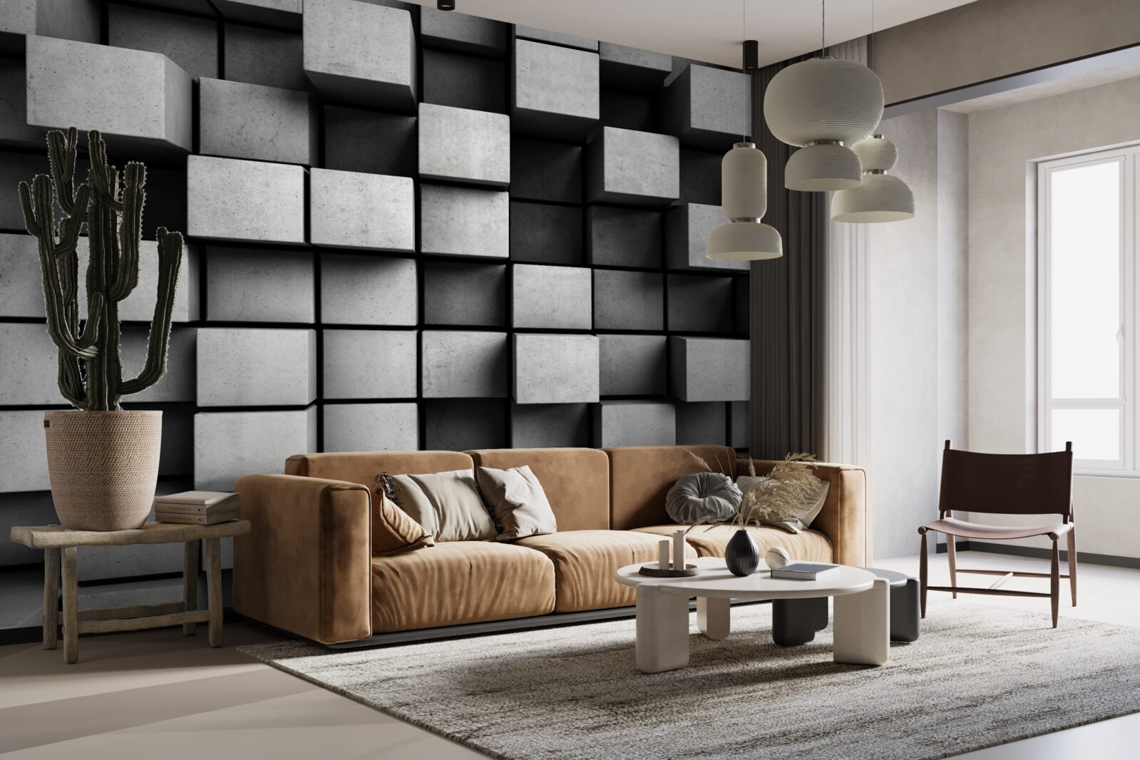 Fototapet cuburi orizontale gri