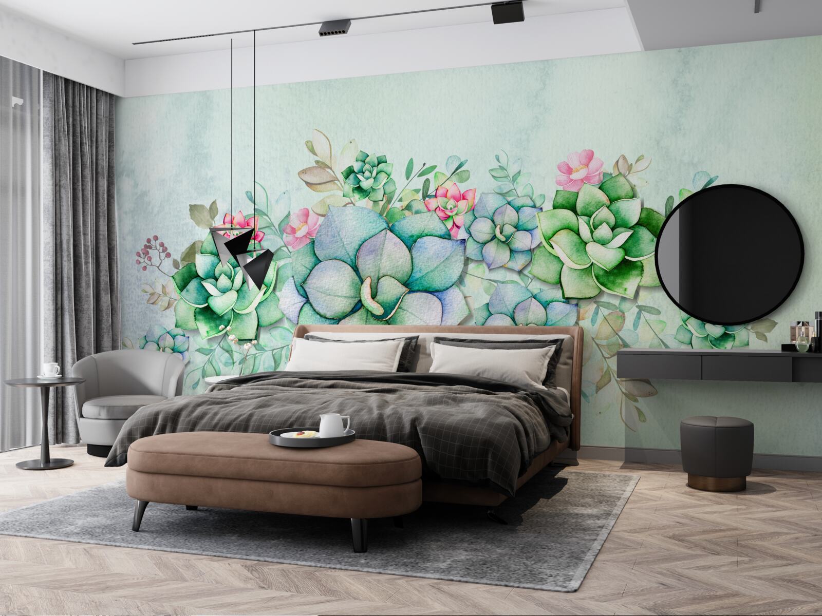 Fototapet set de suculente verzi