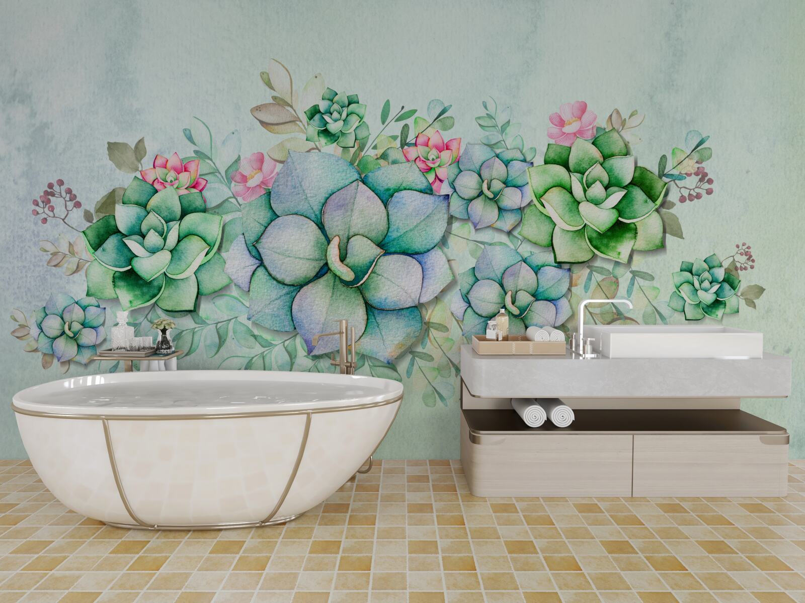 Fototapet set de suculente verzi