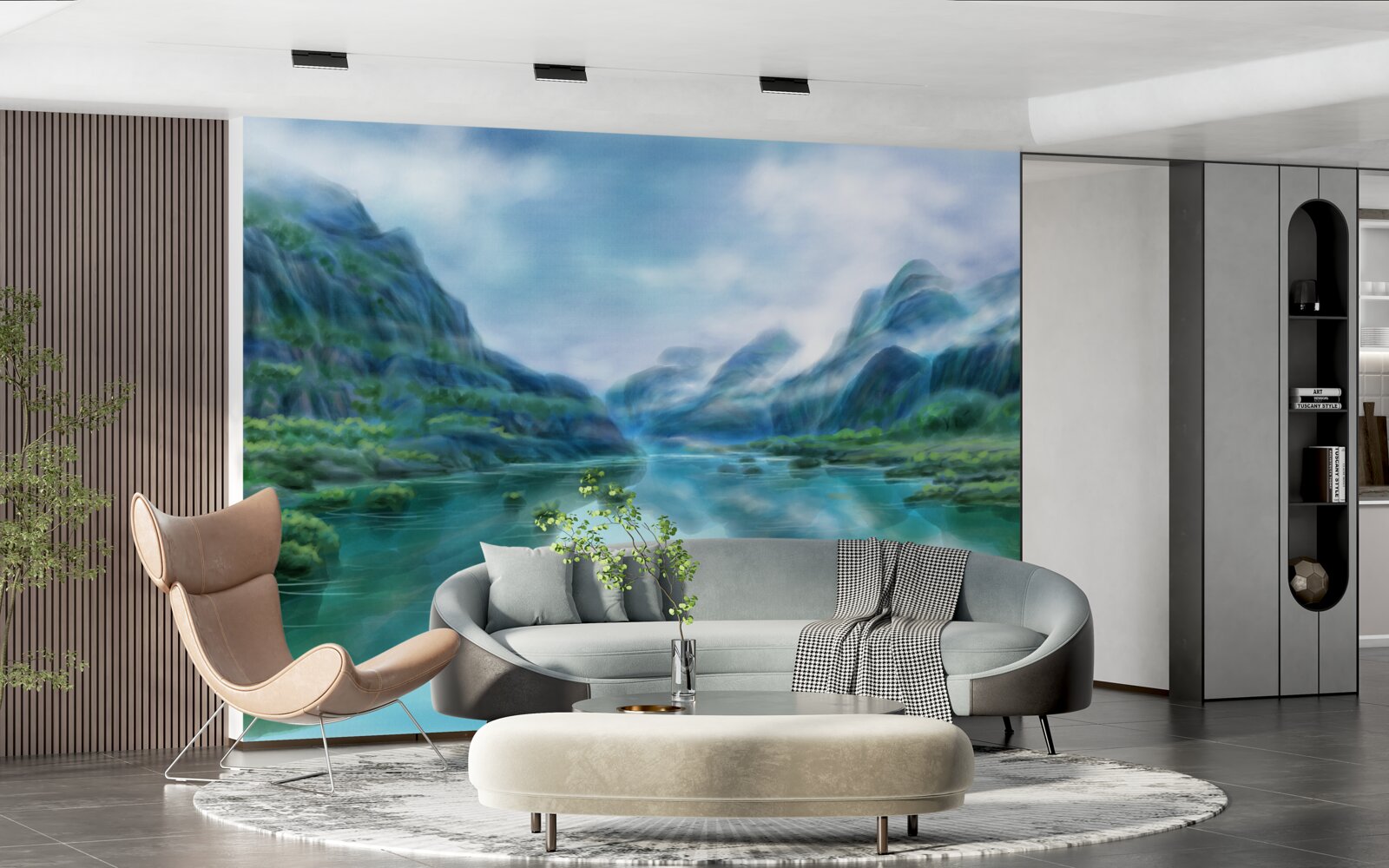 Fototapet râu calm hipnotizant în munți