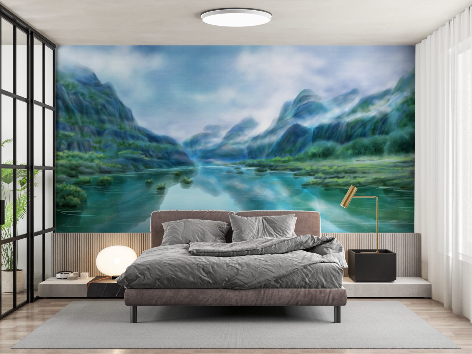 Fototapet râu calm hipnotizant în munți