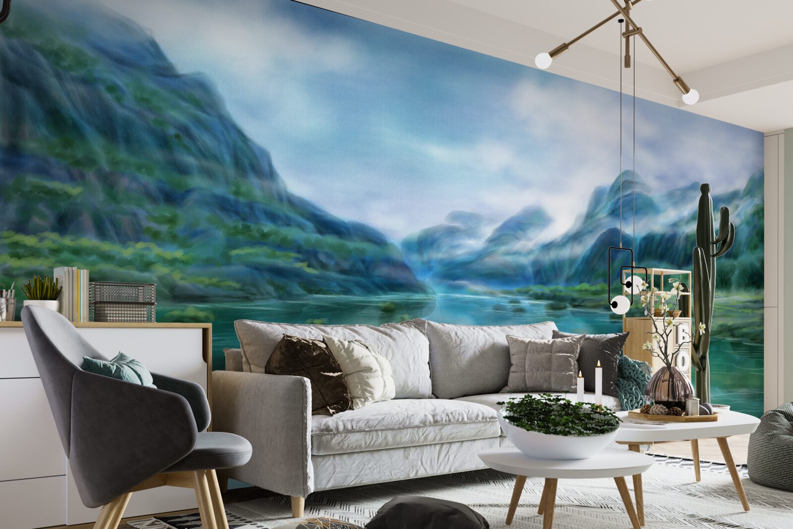 Fototapet râu calm hipnotizant în munți