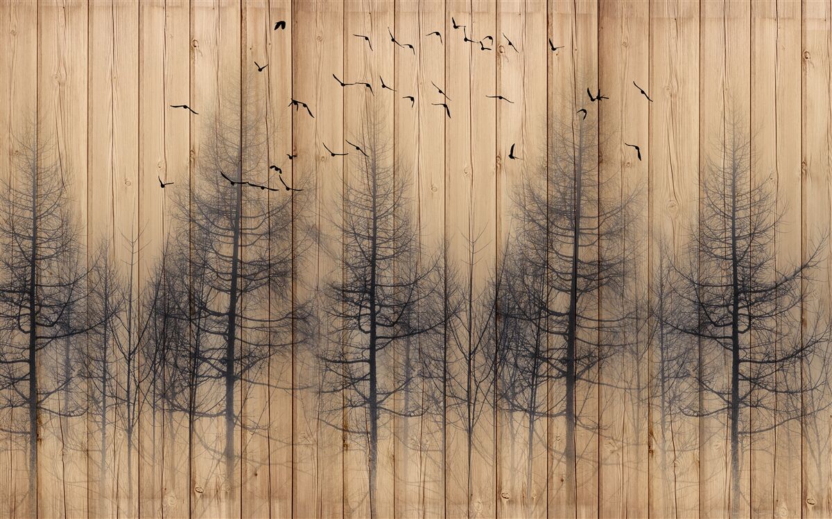 Fototapet ilustrația de pe ringul de dans arată păsări zburând pe cer