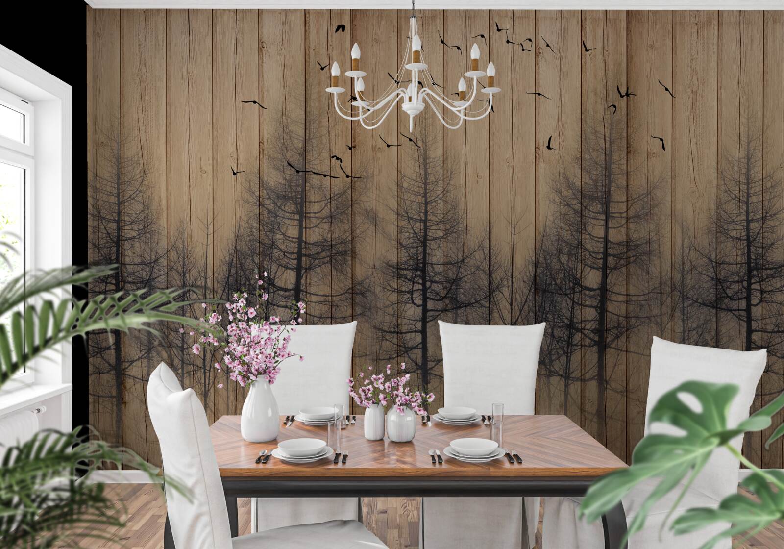 Fototapet ilustrația de pe ringul de dans arată păsări zburând pe cer