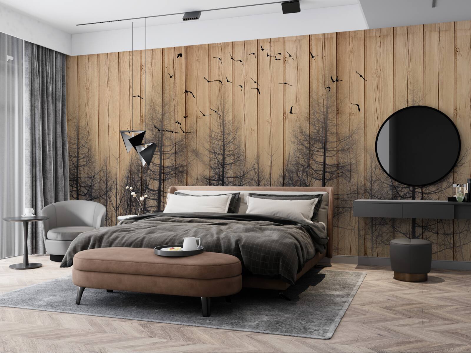 Fototapet ilustrația de pe ringul de dans arată păsări zburând pe cer