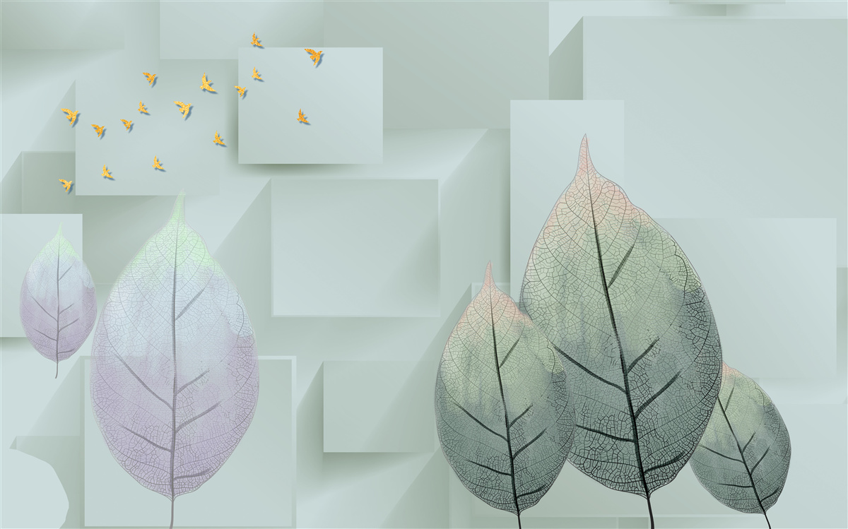 Fototapet Păsări și frunze galbene