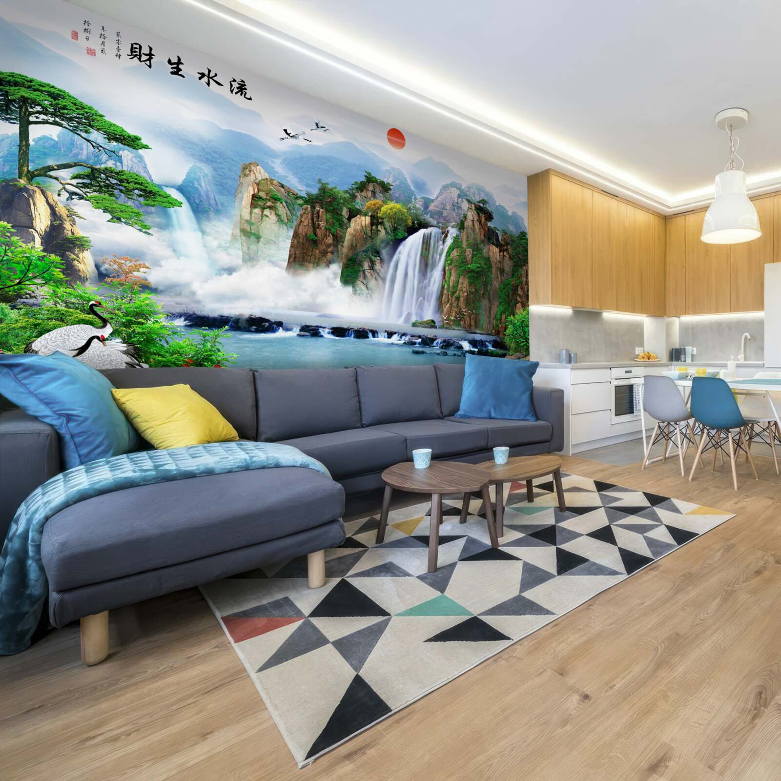 Fototapet vedere magică a naturii și a cascadei