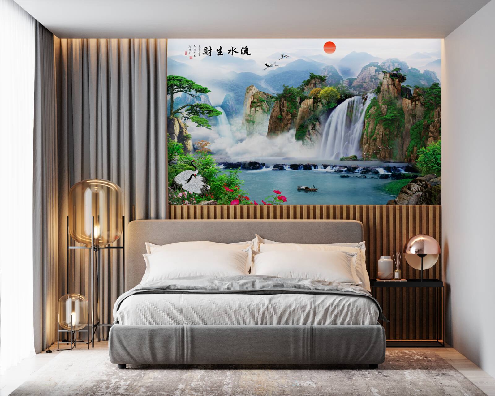 Fototapet vedere magică a naturii și a cascadei