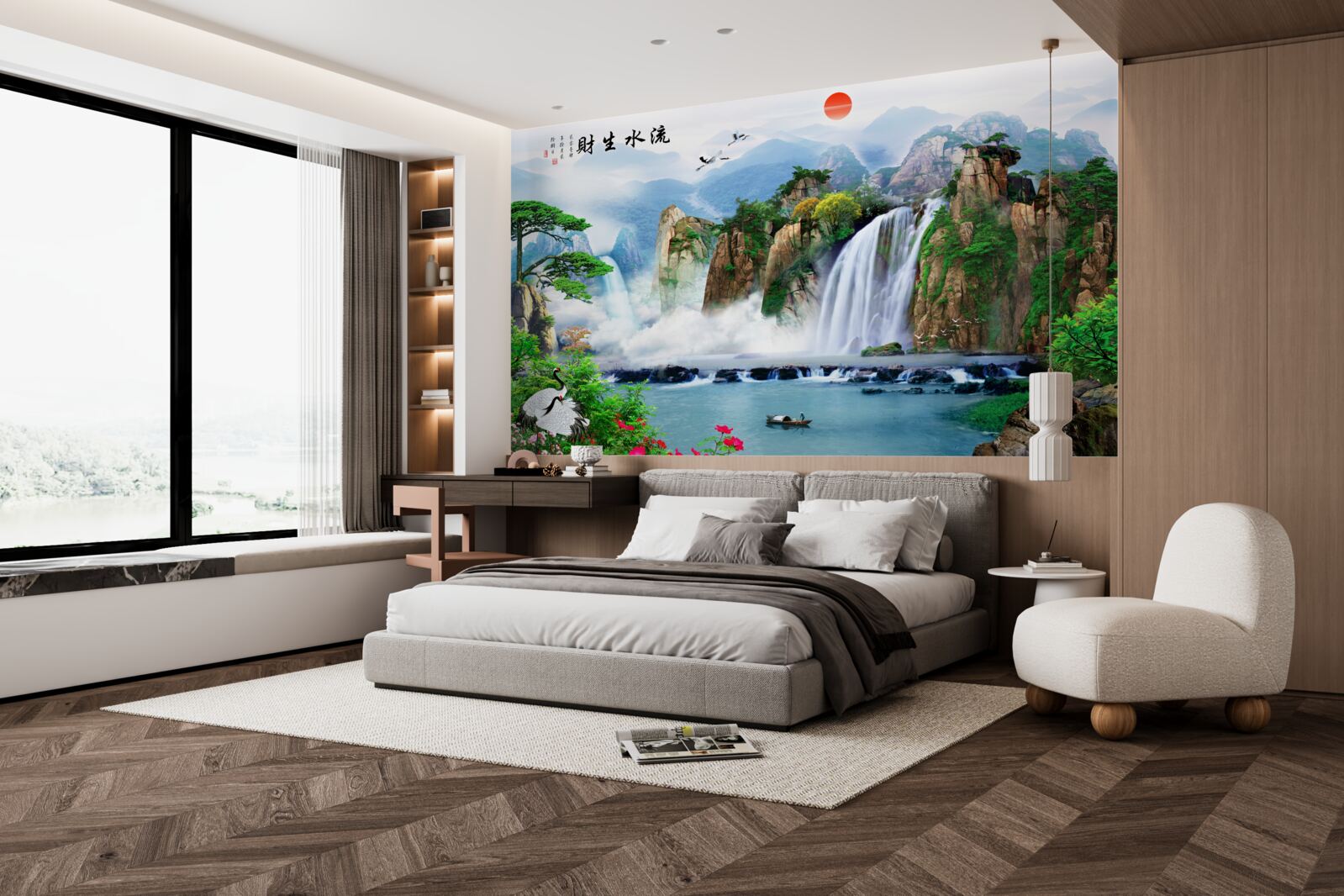 Fototapet vedere magică a naturii și a cascadei