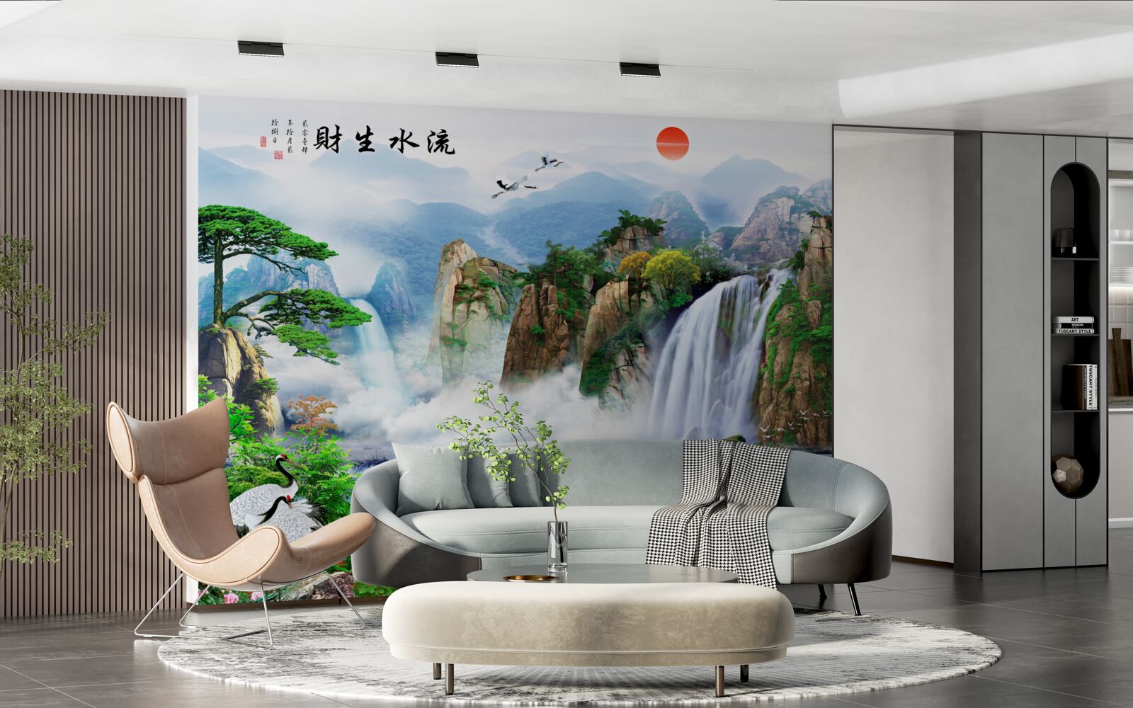 Fototapet vedere magică a naturii și a cascadei