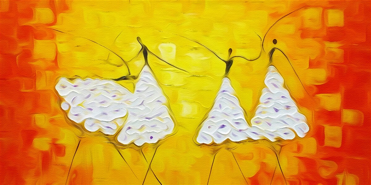 Fototapet expresii de fete care poartă rochii decorate cu flori