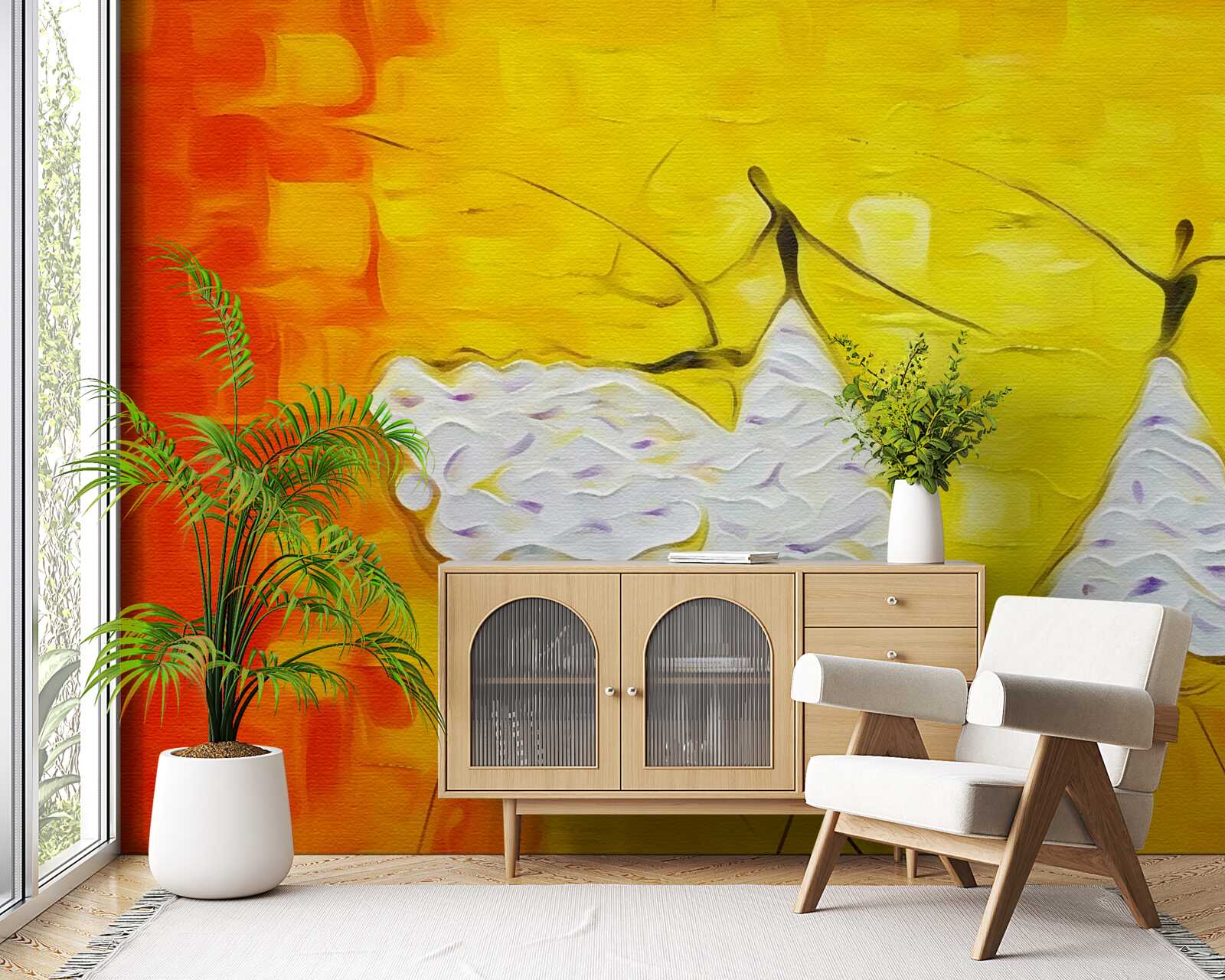 Fototapet expresii de fete care poartă rochii decorate cu flori