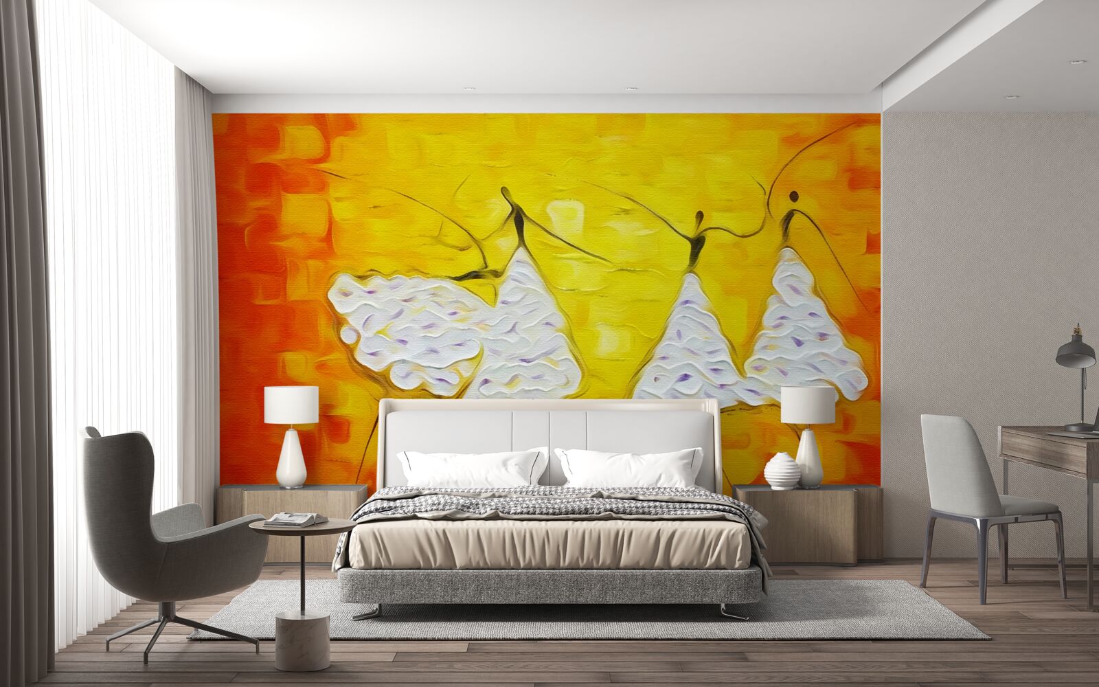 Fototapet expresii de fete care poartă rochii decorate cu flori