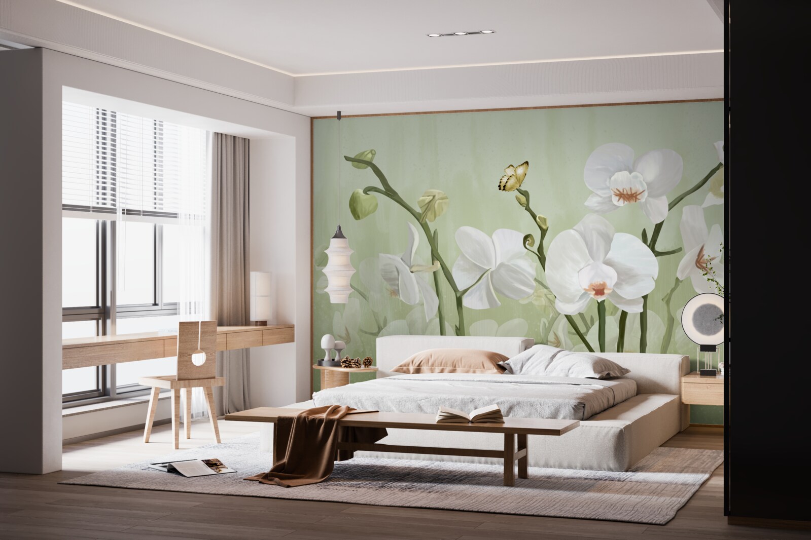 Fototapet flori albe cu un aspect neobișnuit