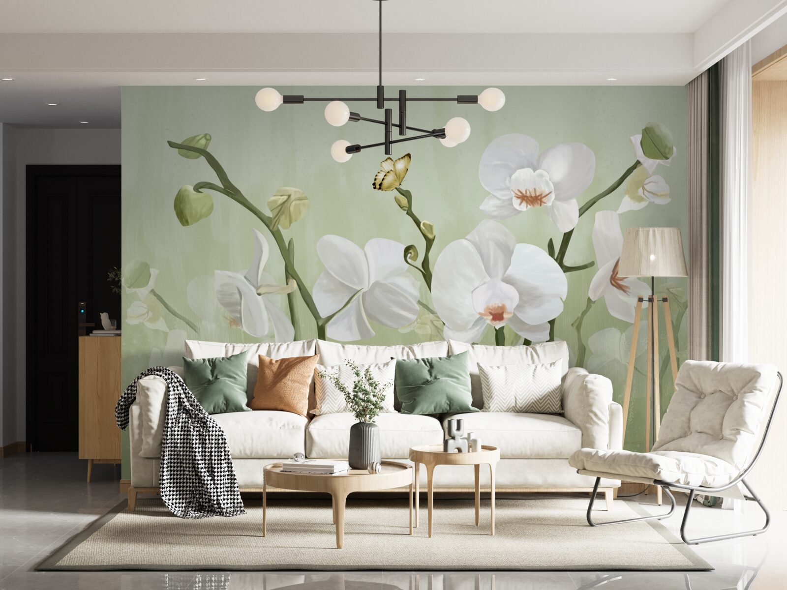 Fototapet flori albe cu un aspect neobișnuit