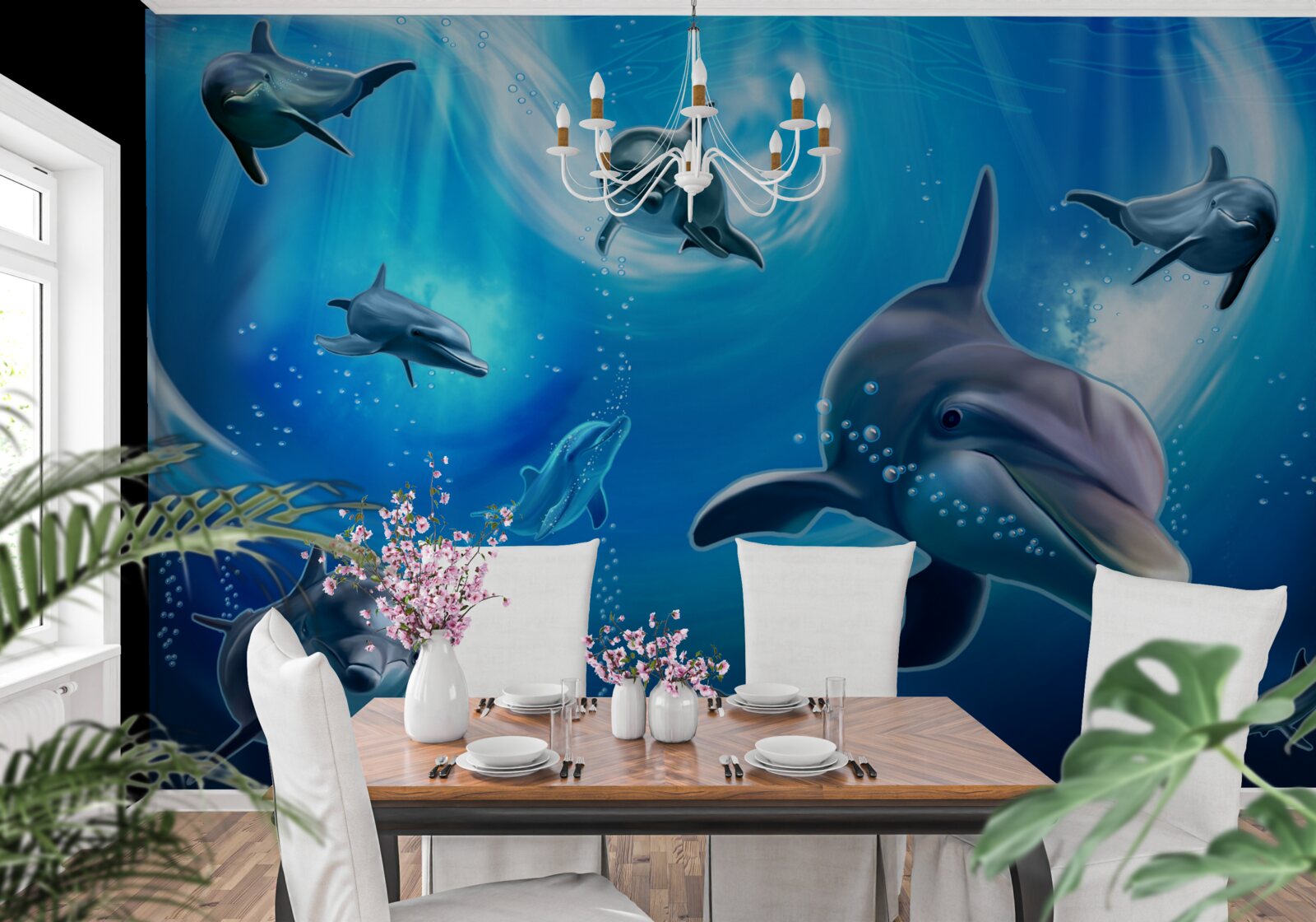 Fototapet delfini adorabili în abisul mării