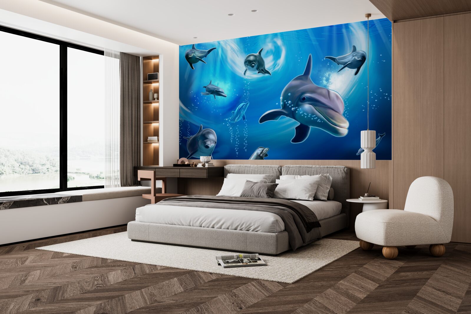 Fototapet delfini adorabili în abisul mării